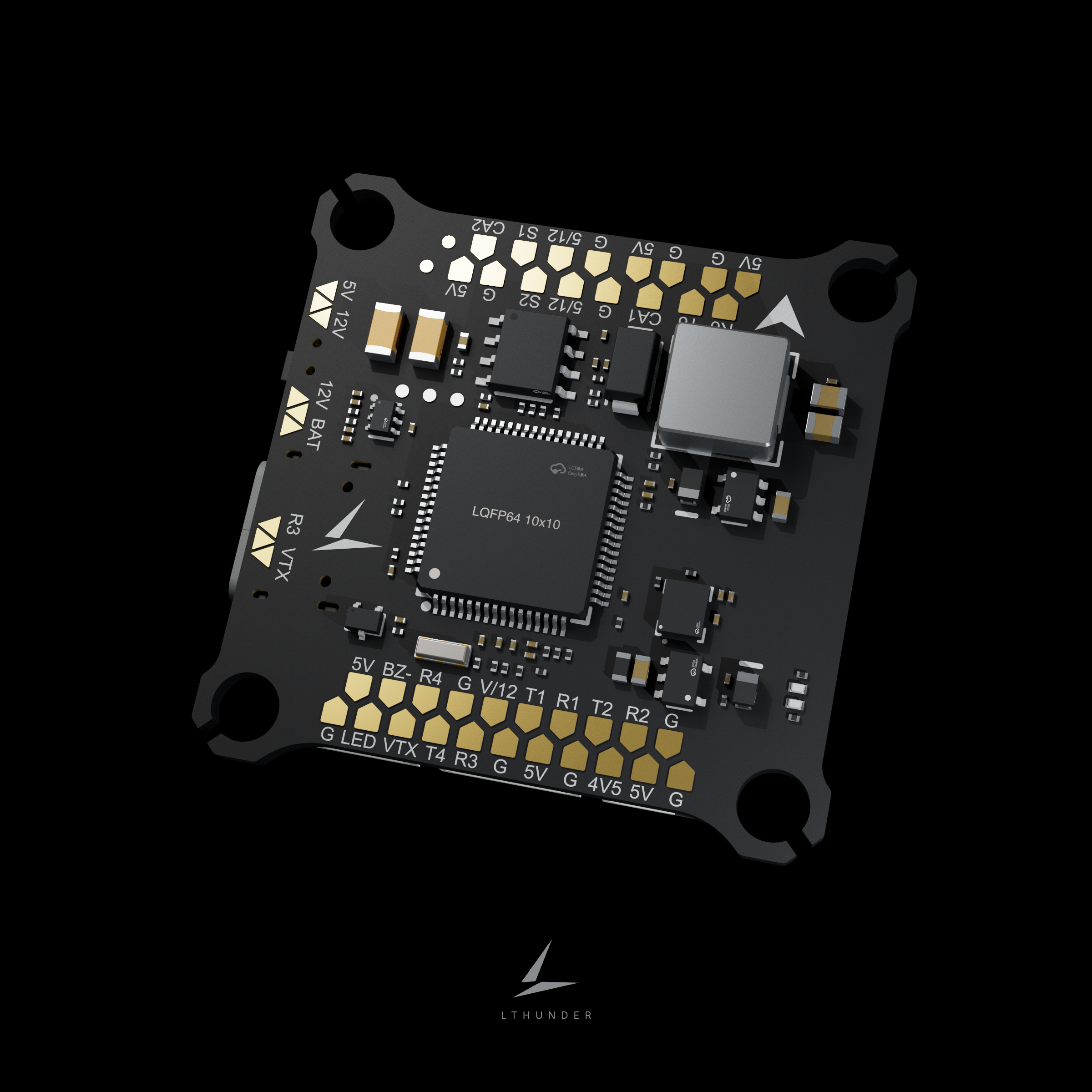 Front of the LTHUNDER flight controller.